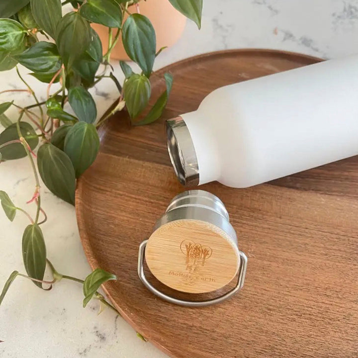 Stainless Steel Water Bottle with Bamboo Lid