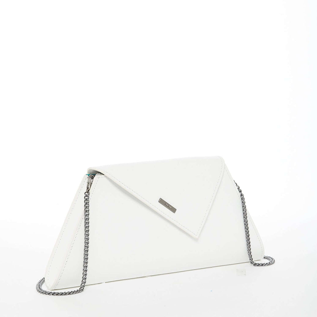 Angelica White Leather Clutch Bag