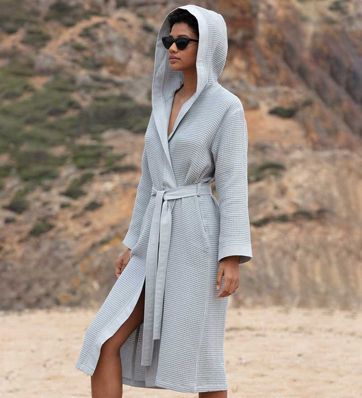 Women's Hooded Turkish Cotton Waffle Robe